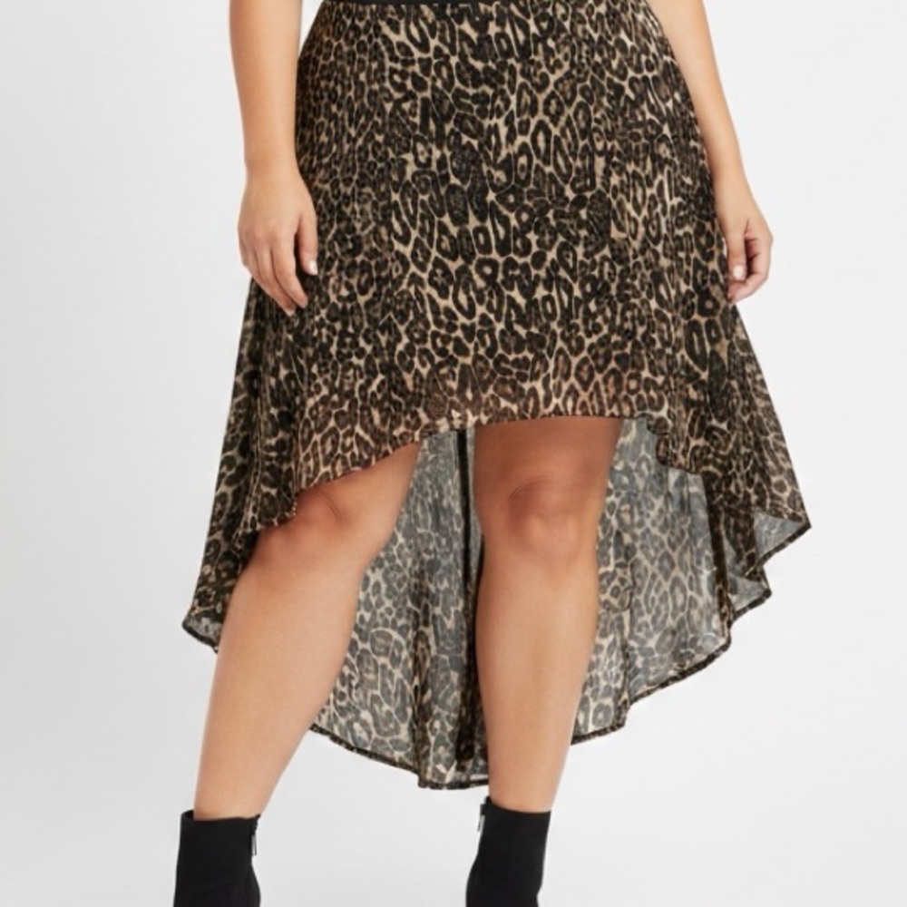 TORRID Chiffon Sheer Leopard Cheetah Print High-Low Maxi Midi Skirt 12